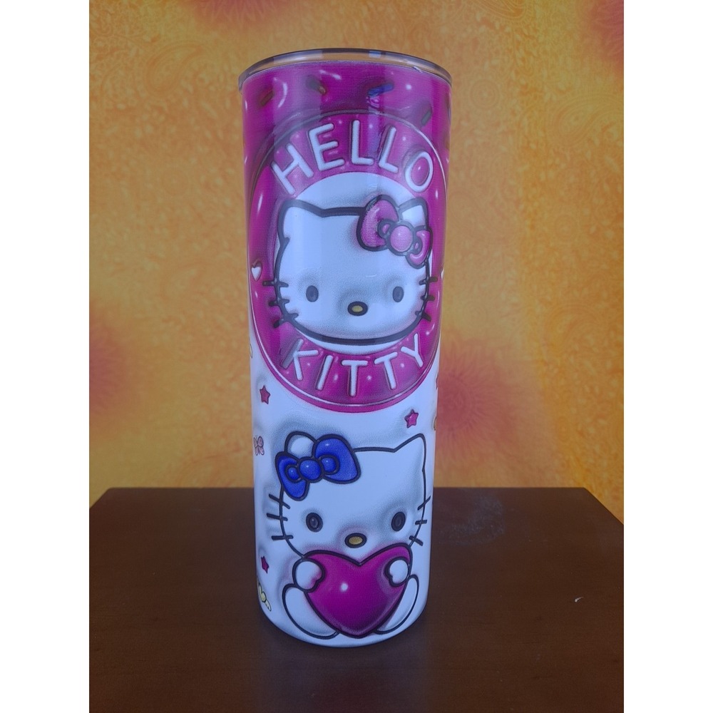 Hello Kitty Pink W/Sprinkles 20 oz Stainless Steel Tumbler Lock Lid Metal Straw
